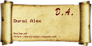 Durai Alex névjegykártya